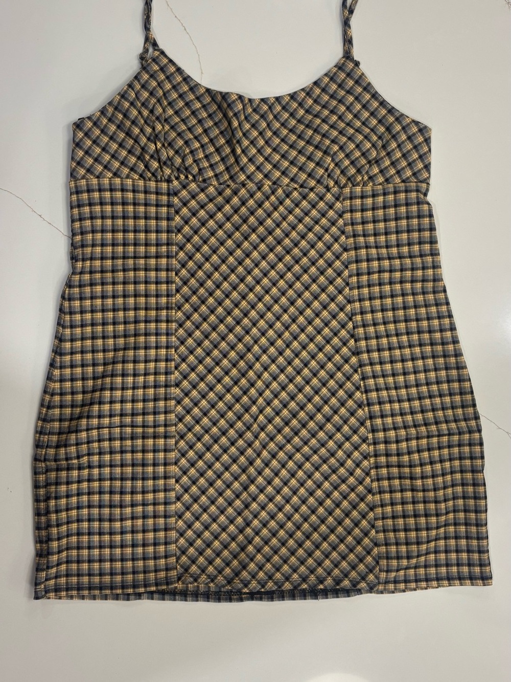 Wild Fable Plaid Spaghetti-Strap Dress Top - Yellow & Black Size XXL